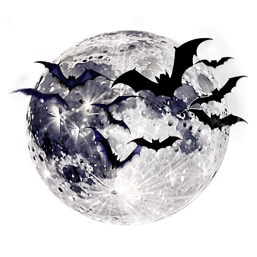 Halloween Moon And Bats Png 04292024 PNG
