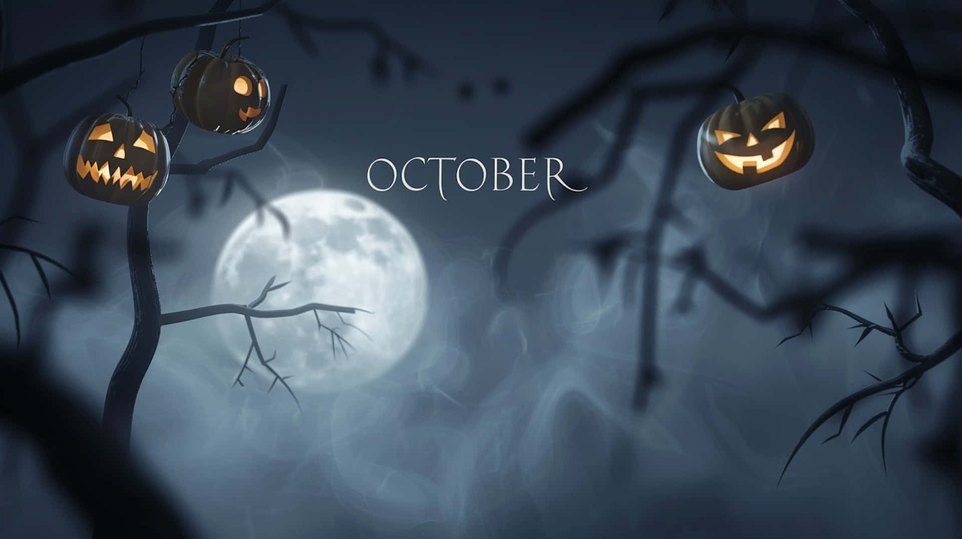 Halloween Moonand Jack O Lanterns Wallpaper
