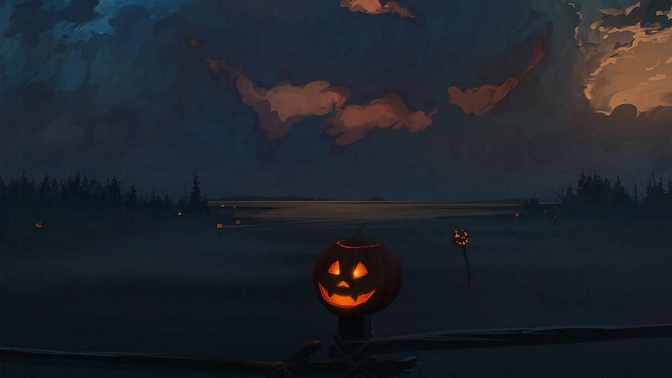 Halloween Nat Til Bærbare Skærme Wallpaper