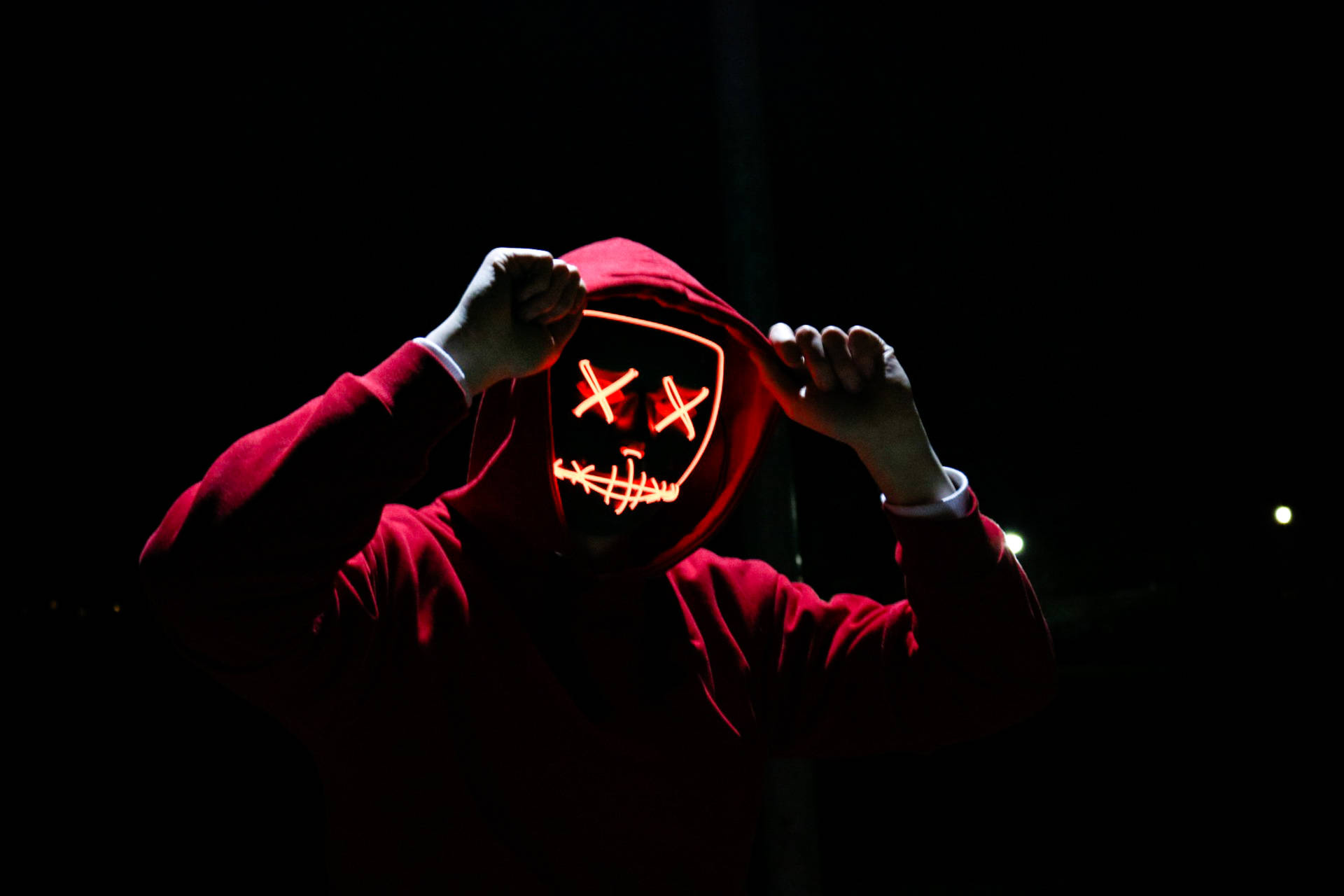 Máscarade Luz Neon De Halloween. Papel de Parede