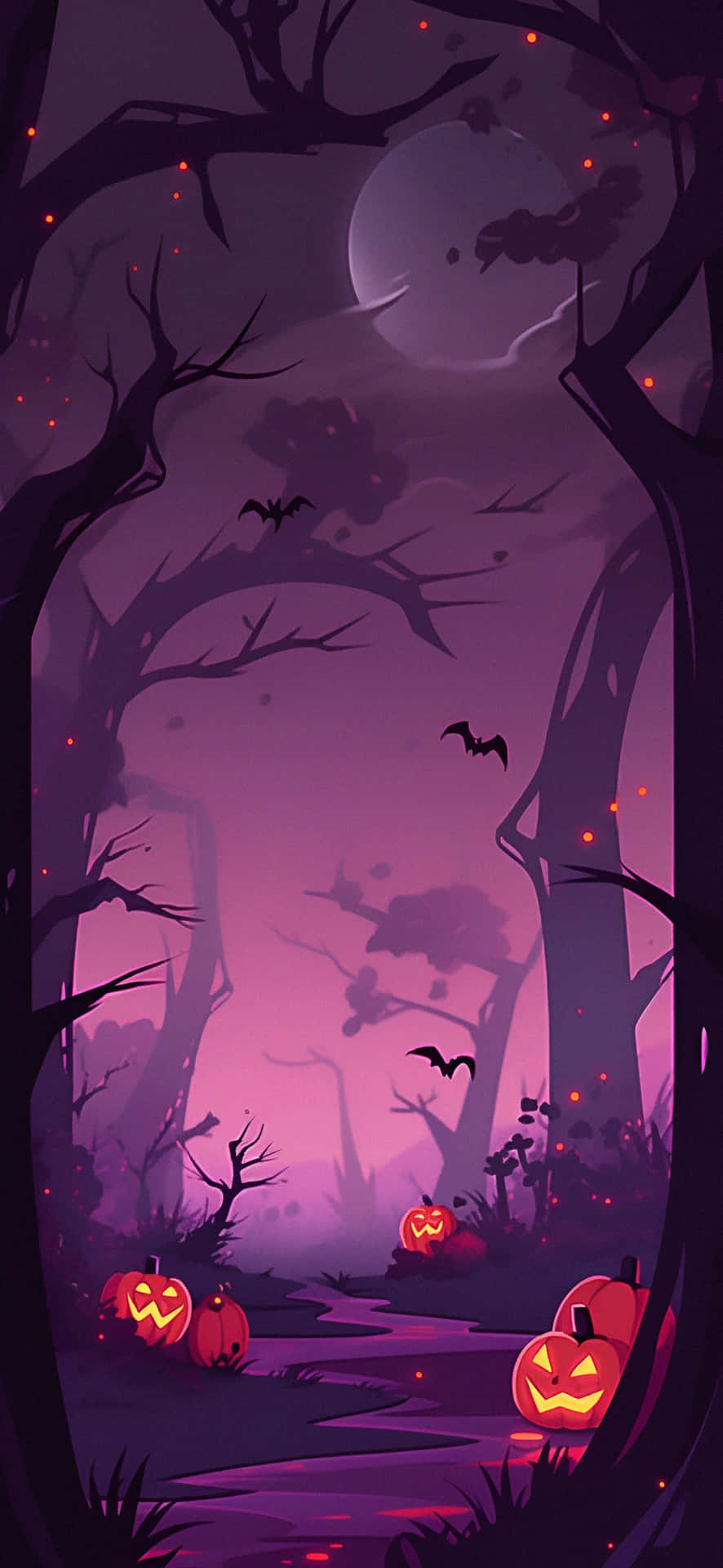 Halloween Night Forest Lockscreen Wallpaper