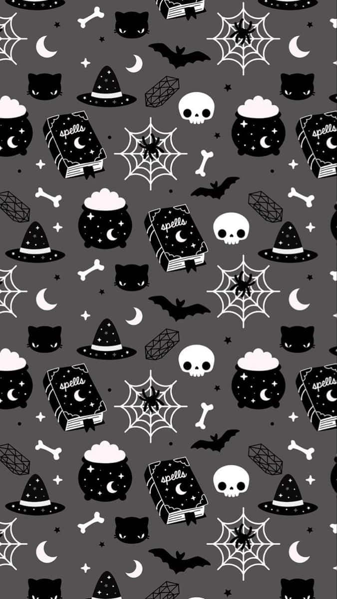 Halloween_ Pattern_ Black_and_ White Wallpaper