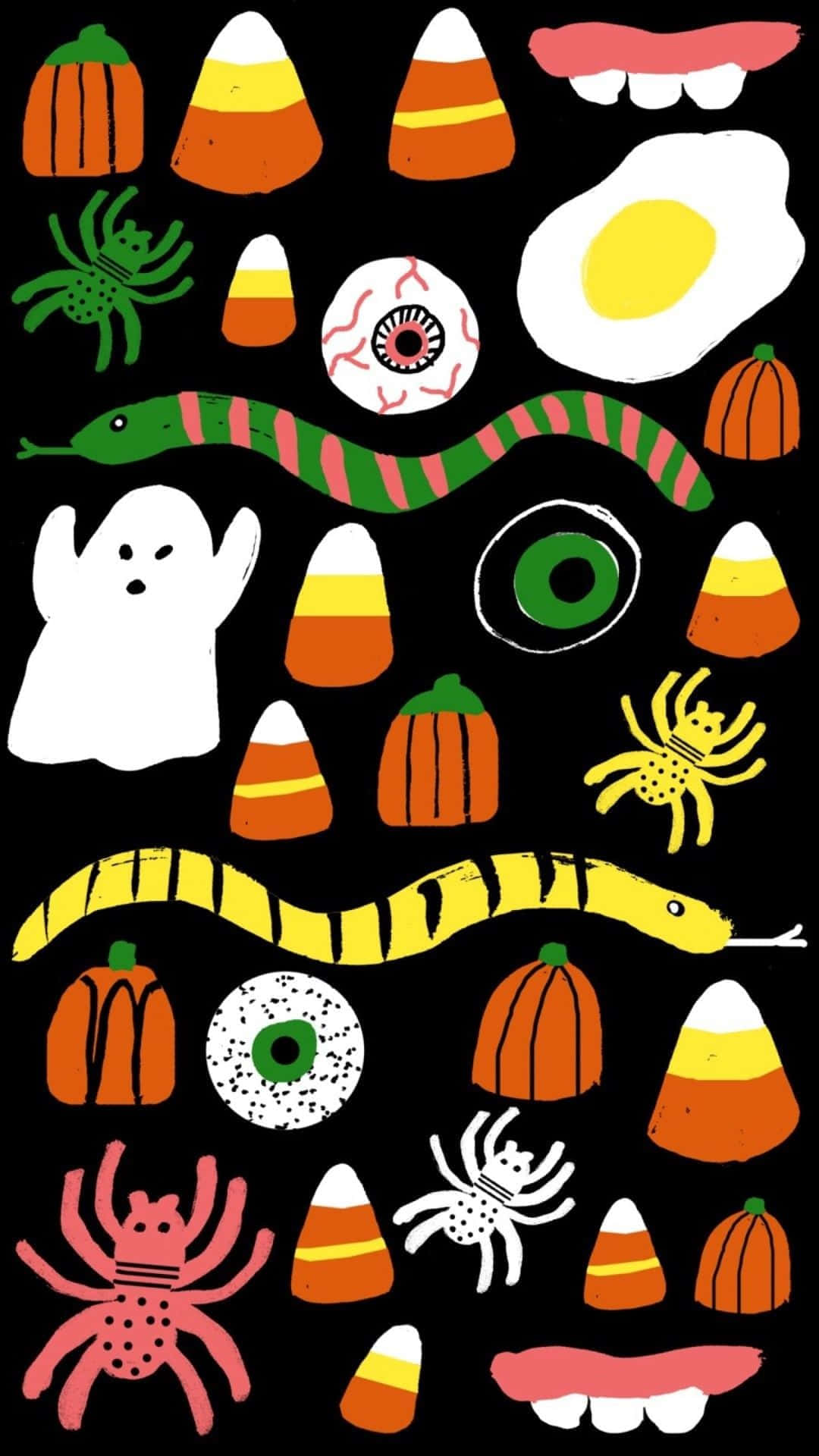 Halloween Pattern Cute Whimsical Illustration Wallpaper