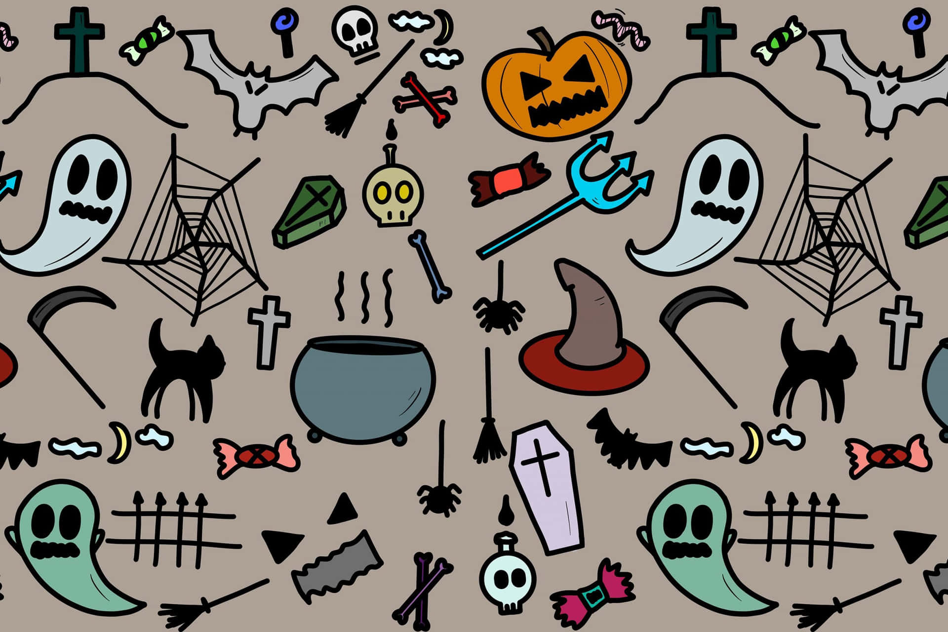 Halloween Pattern Dark Aesthetic Wallpaper