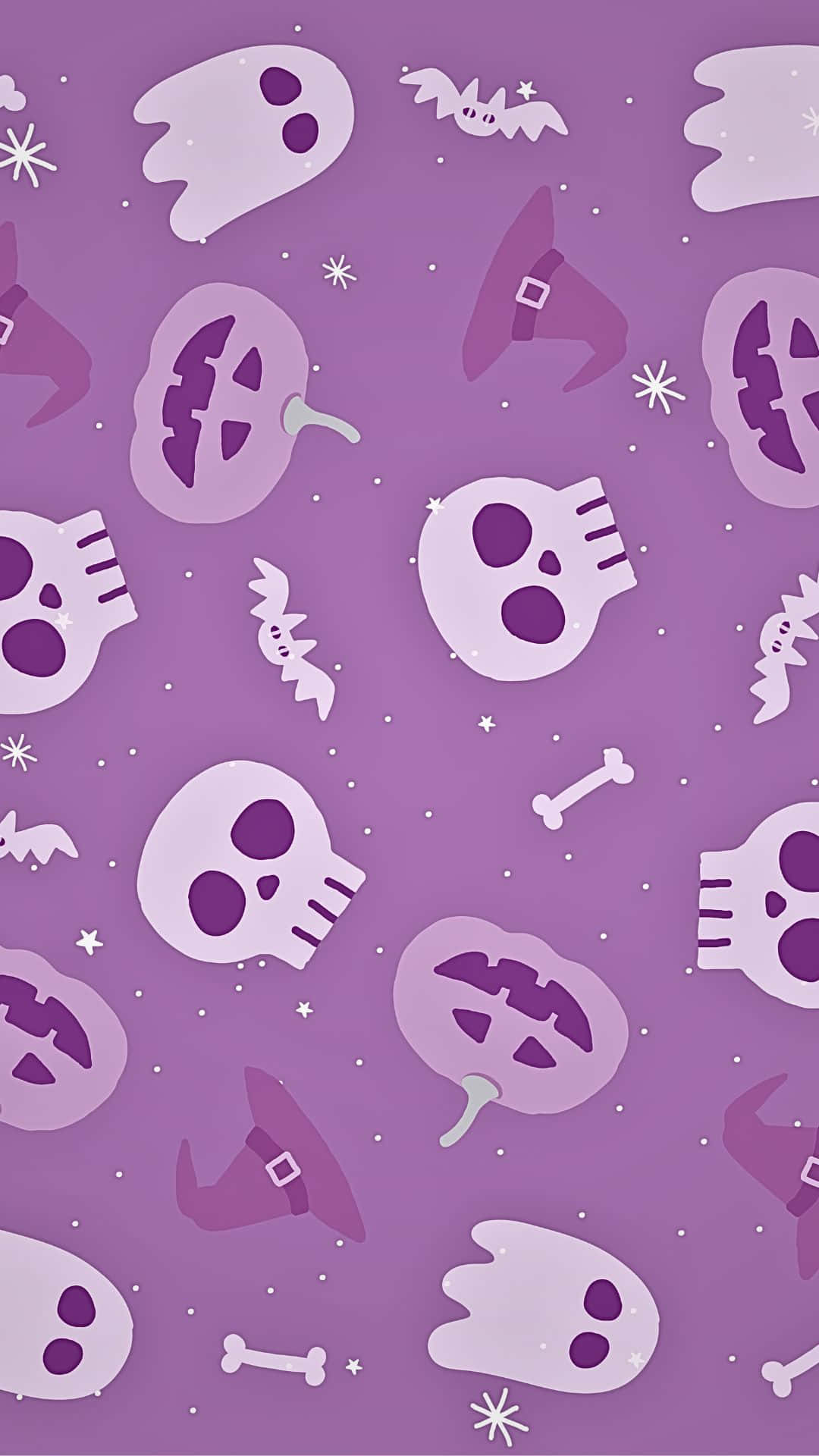 Halloween Pattern Purple Background Wallpaper