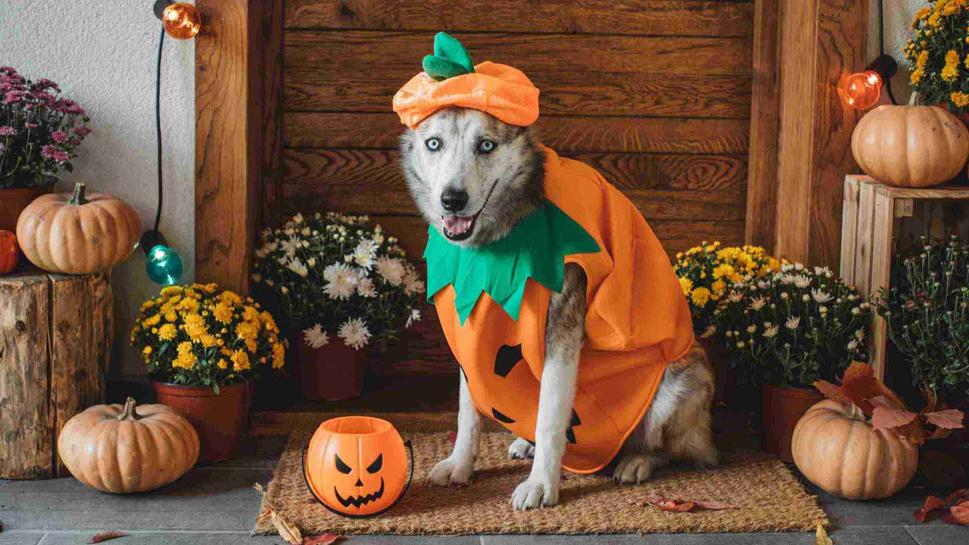 Pet's Halloween costume fun Wallpaper