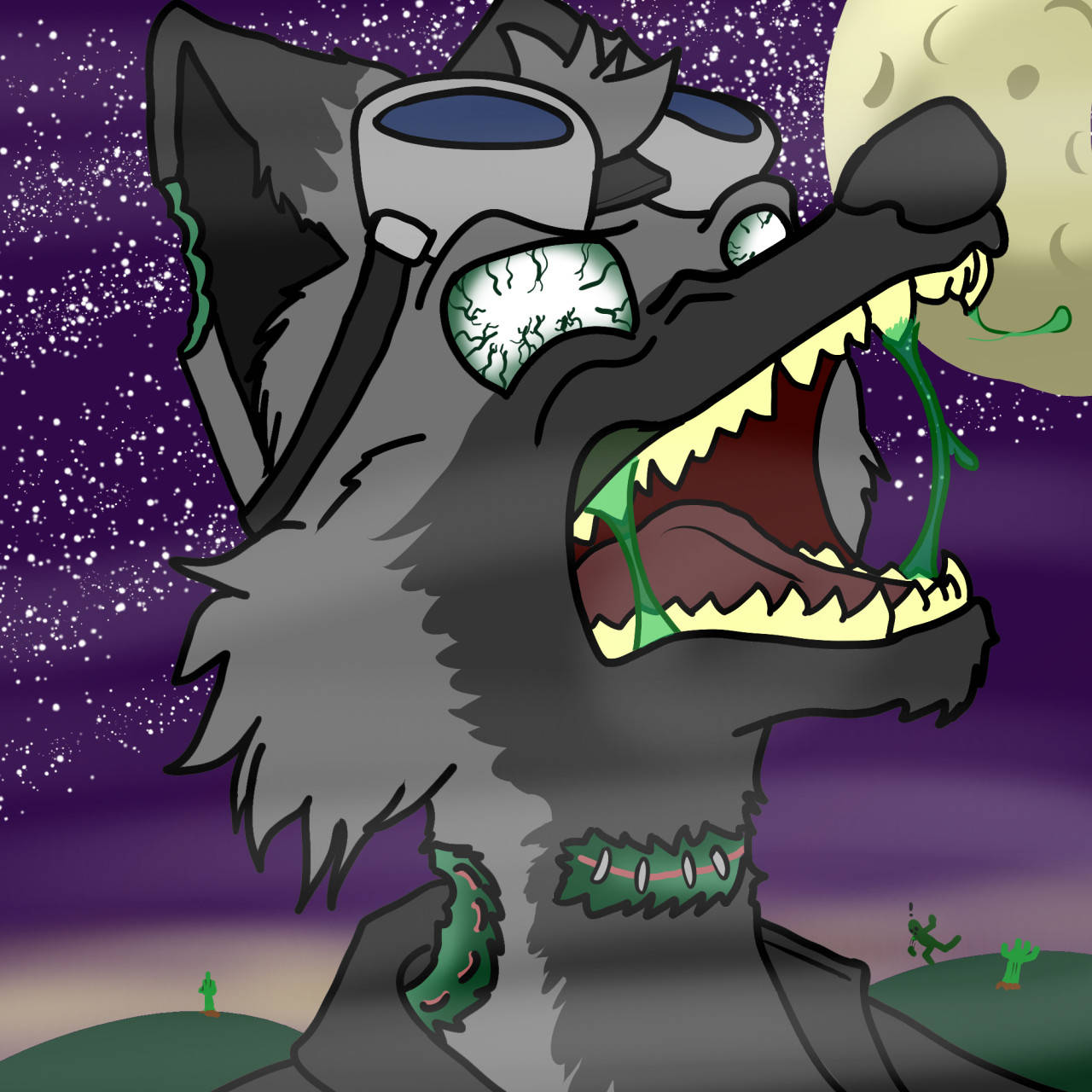 Halloween PFP Of Howling Wolf Wallpaper
