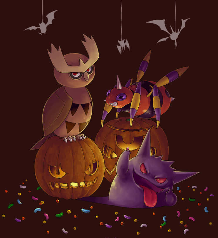 Halloween Pokemon Celebration Wallpaper