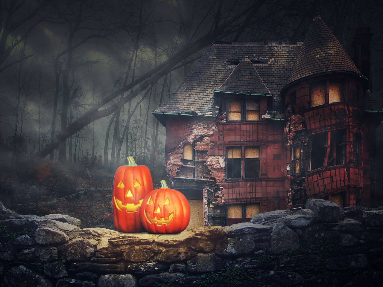 Halloween Pumpkin House Wallpaper