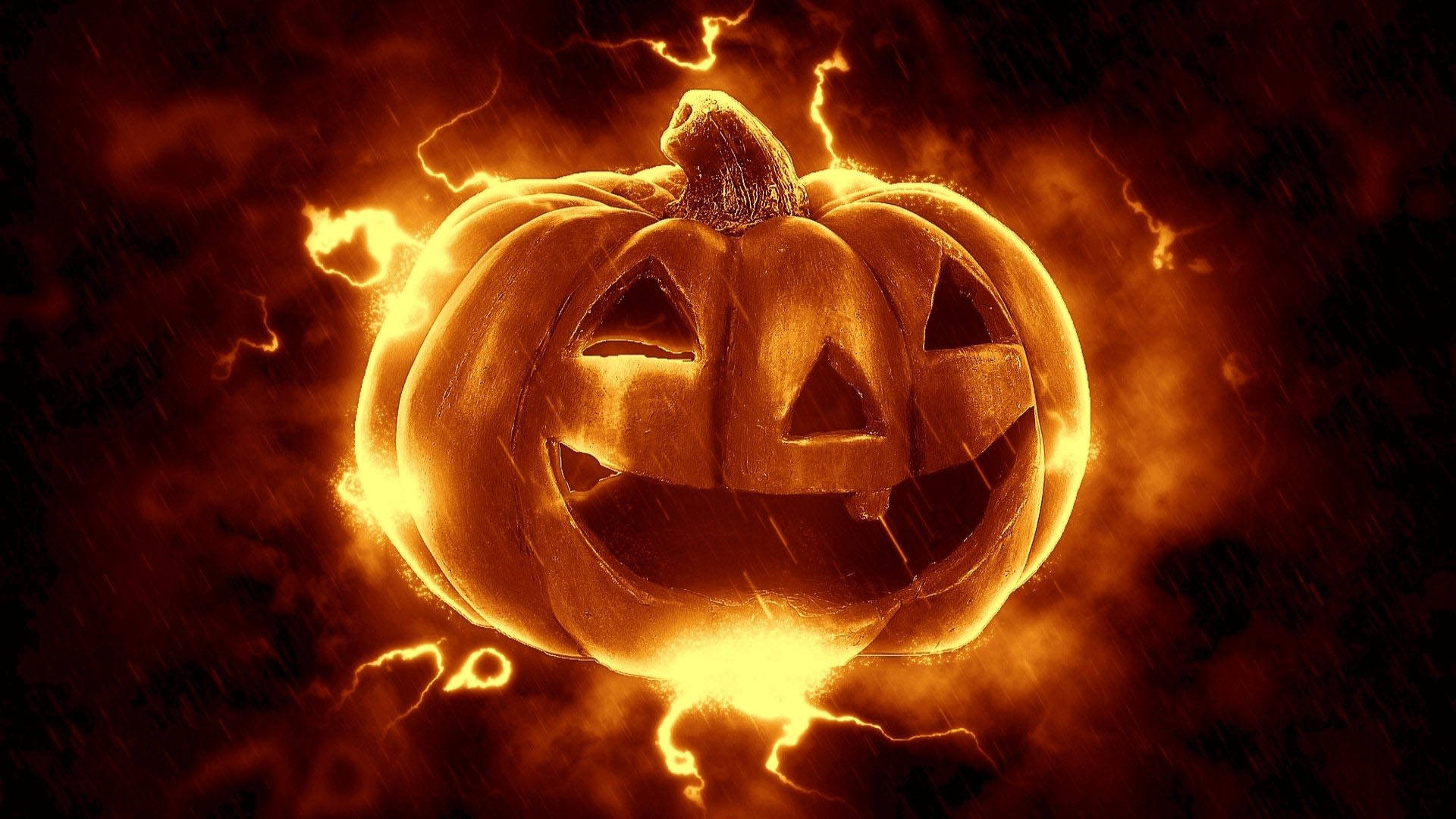 Et orange Jack-O-Lantern smil velkommer den uhyggelige halloween sæson. Wallpaper