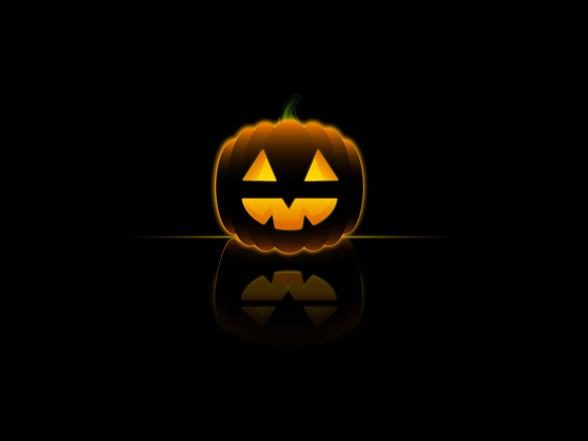 Halloween night's spooky sillhouette, a shining pumpkin! Wallpaper