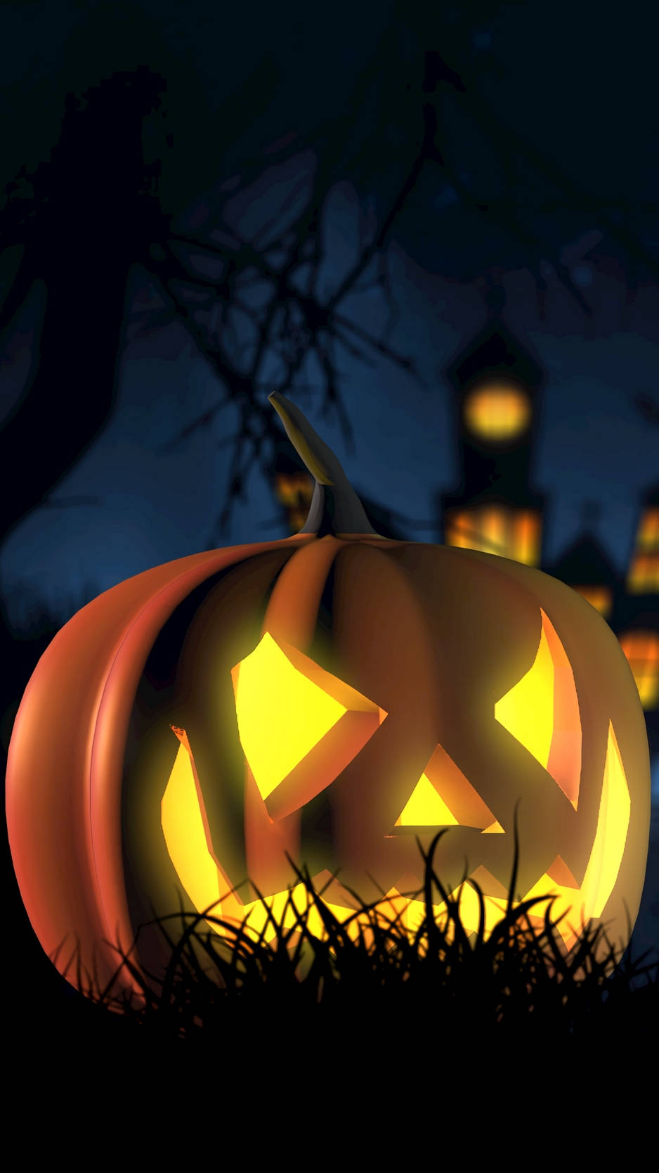 "Happy Halloween – Enjoy this carved pumpkin!" Wallpaper
