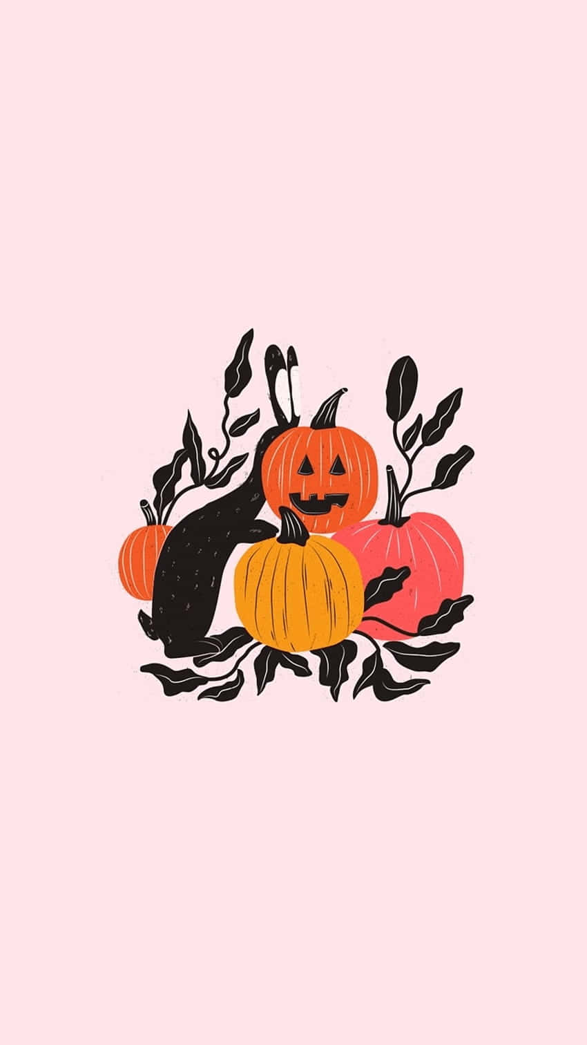 Halloween Pumpkin Aesthetic Pink Background Wallpaper