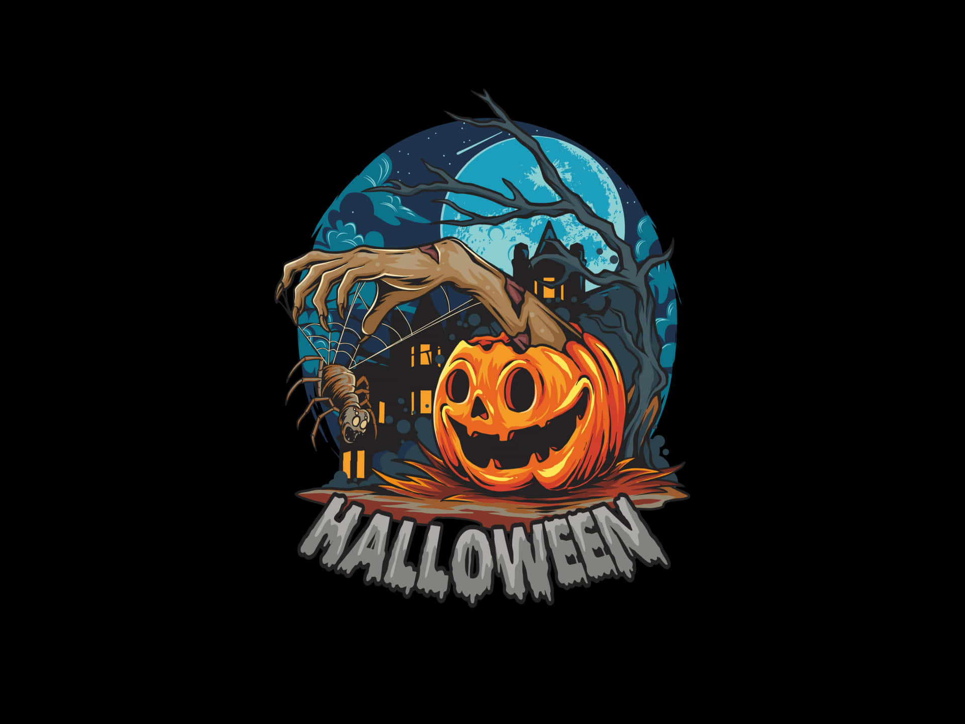 Download Halloween Pumpkin Background Hand Coming Out | Wallpapers.com