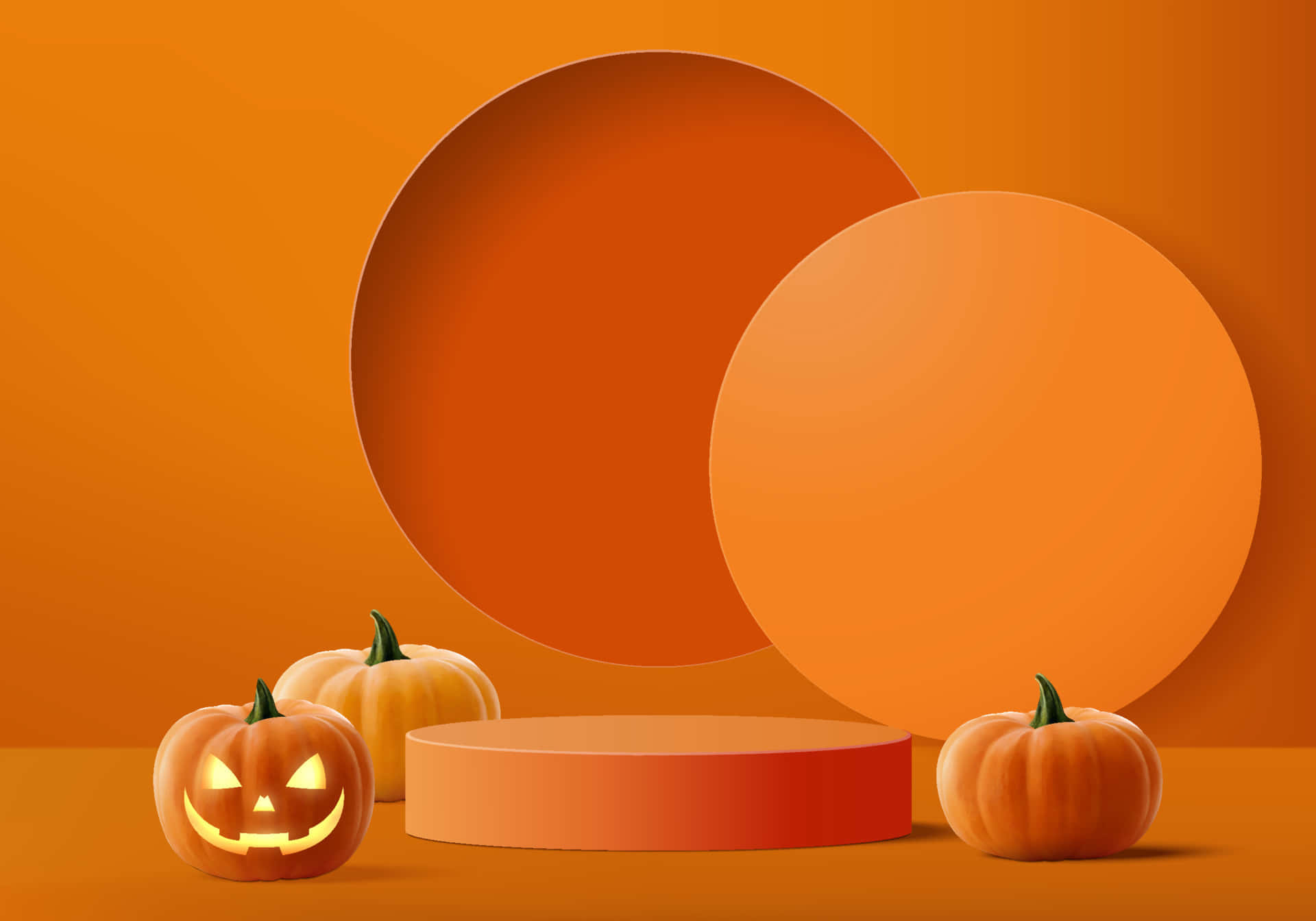 Sfondodi Zucca Di Halloween Con Cerchi Arancioni