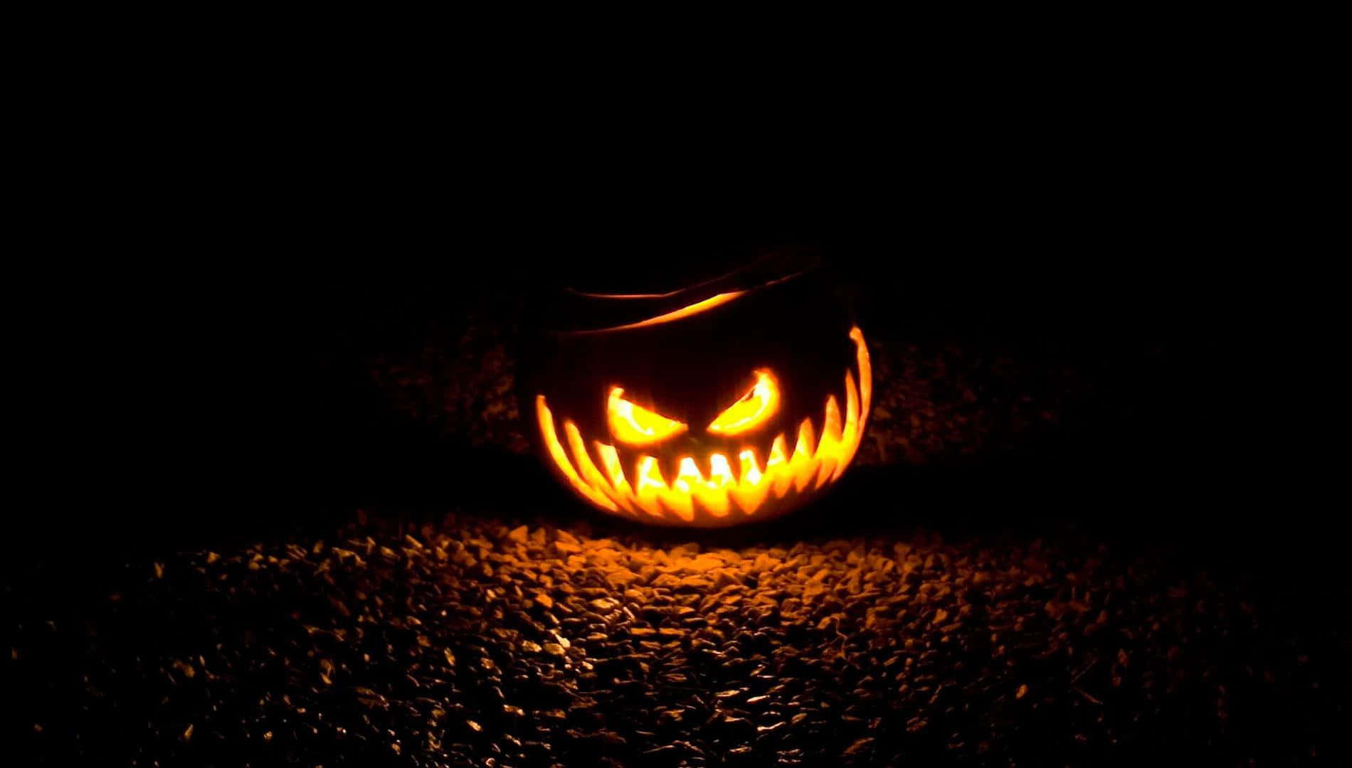 Halloween Pumpkin Background Wide Smile