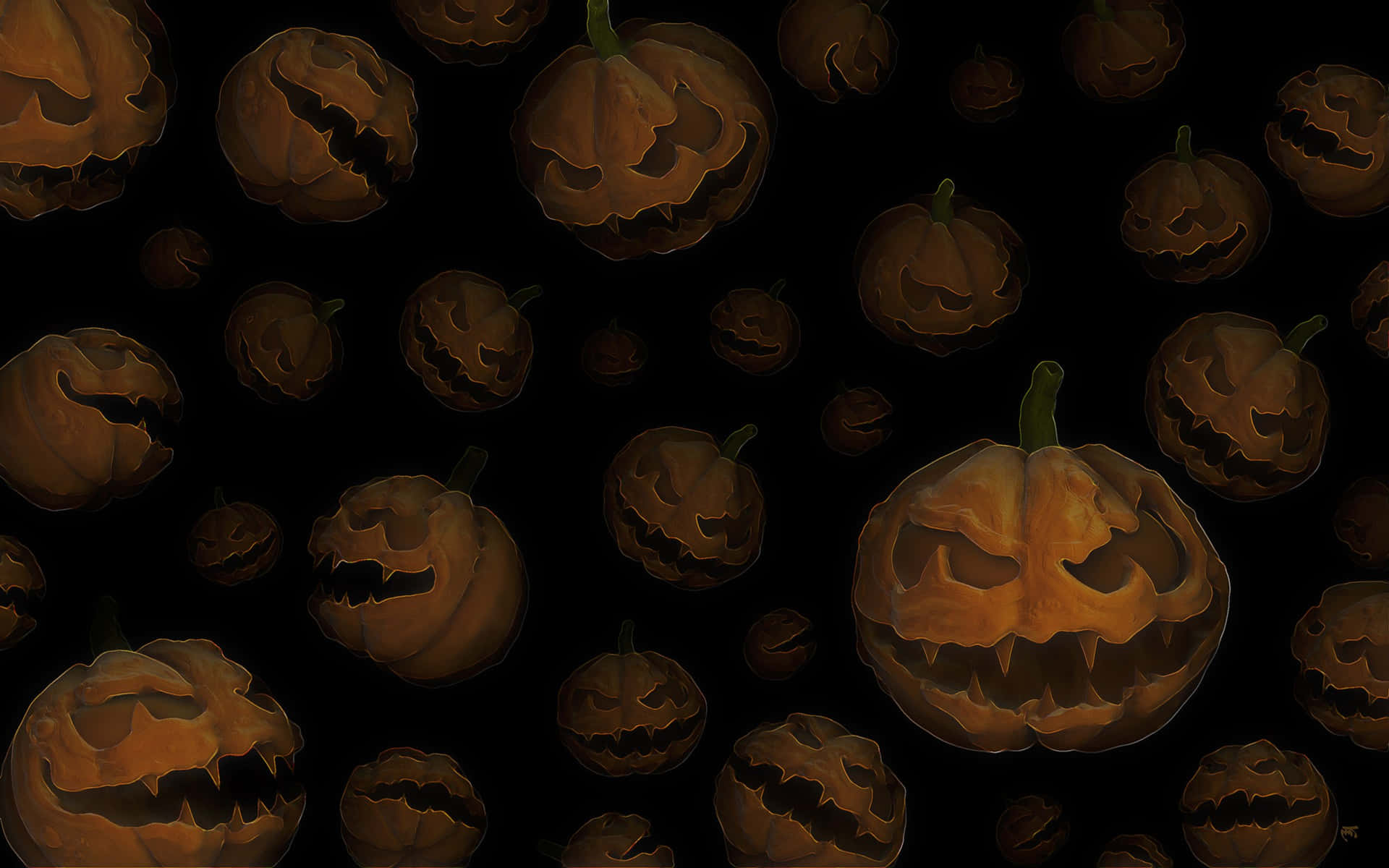 Halloween Pumpkins Background Scary Faces