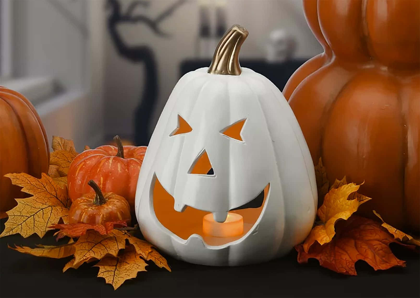 Halloween Pumpkins Background White Face