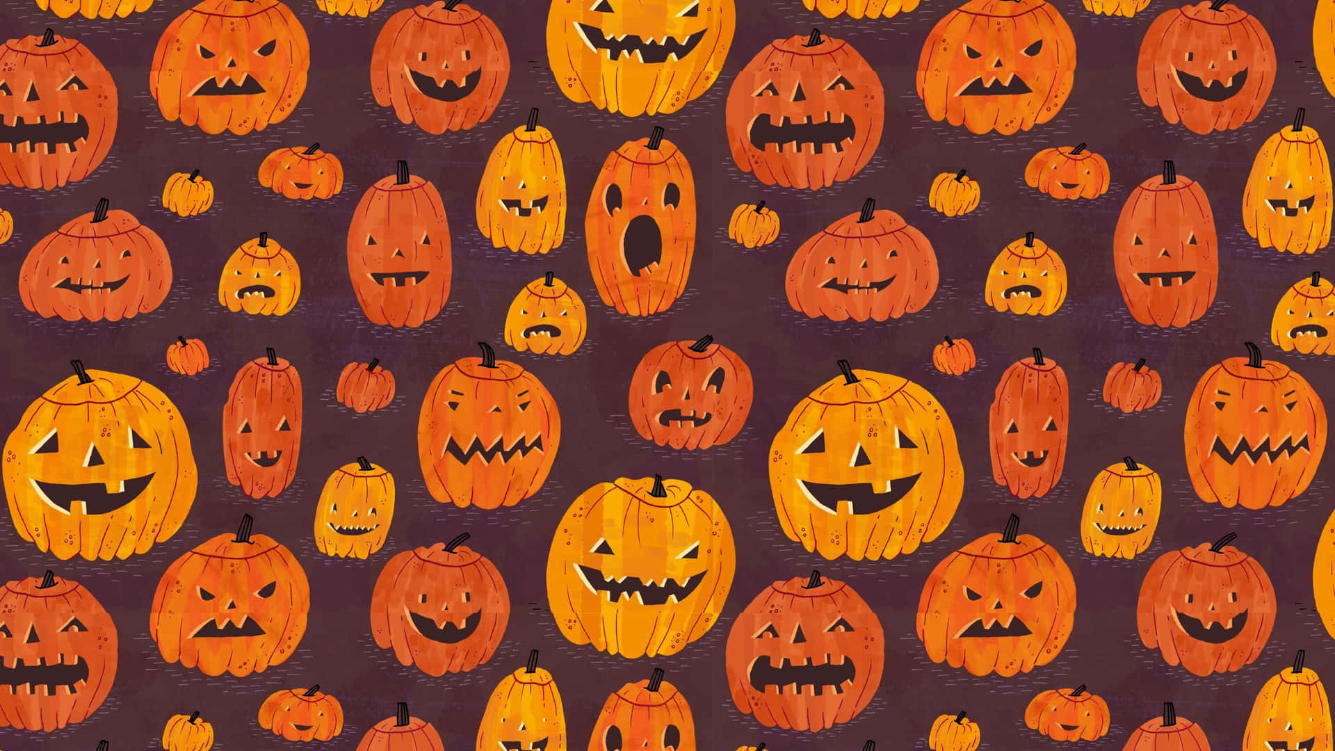 Halloween Pumpkins Background Cute Scary