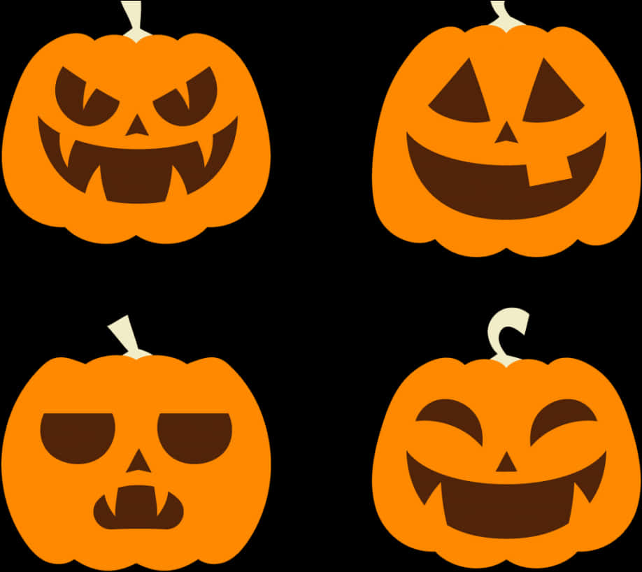 Halloween Pumpkin Faces Vector PNG