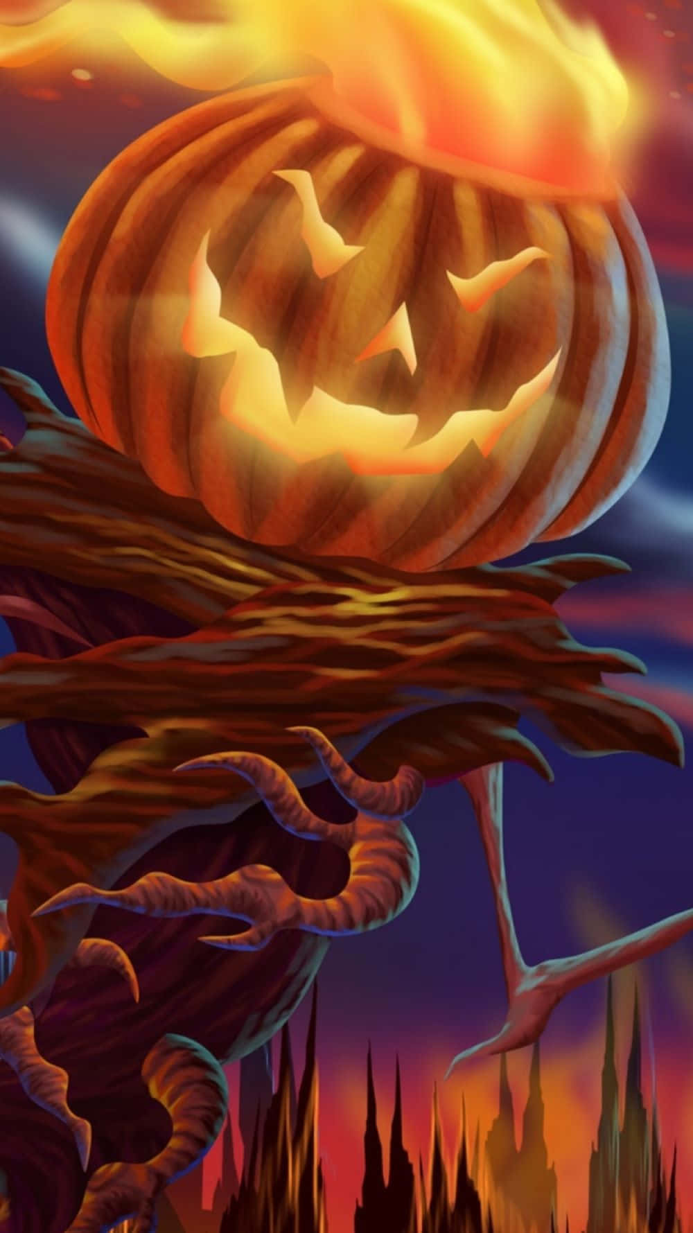 Halloween Pumpkin Flame Illustration Wallpaper