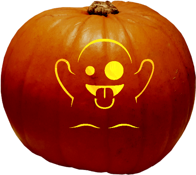 Halloween Pumpkin Ghost Face Carving PNG