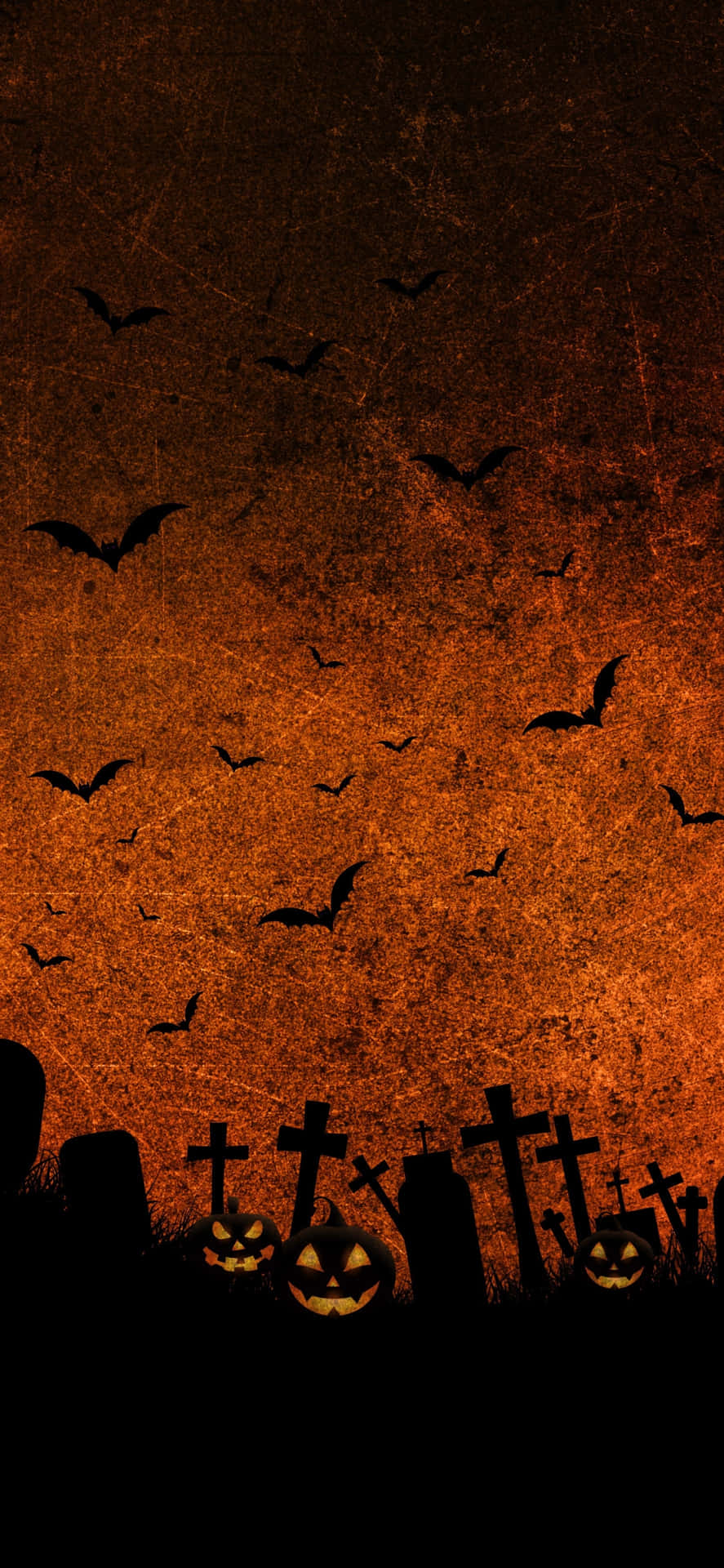 Halloween Pumpkin Graveyard Batsi Phone Wallpaper Wallpaper