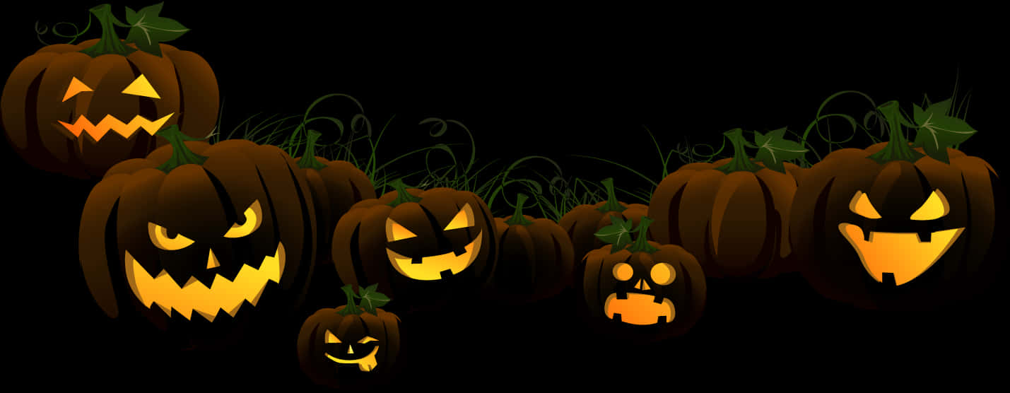 Halloween Pumpkin Lineup PNG