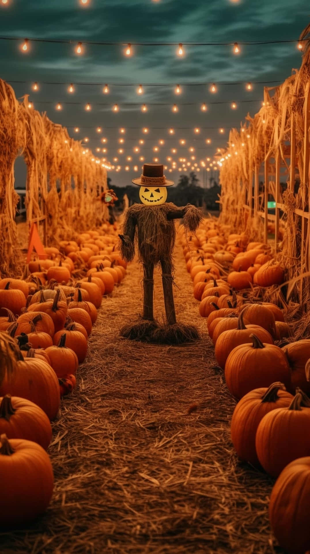 Halloween Pumpkin Patch Scarecrow Night.jpg Wallpaper