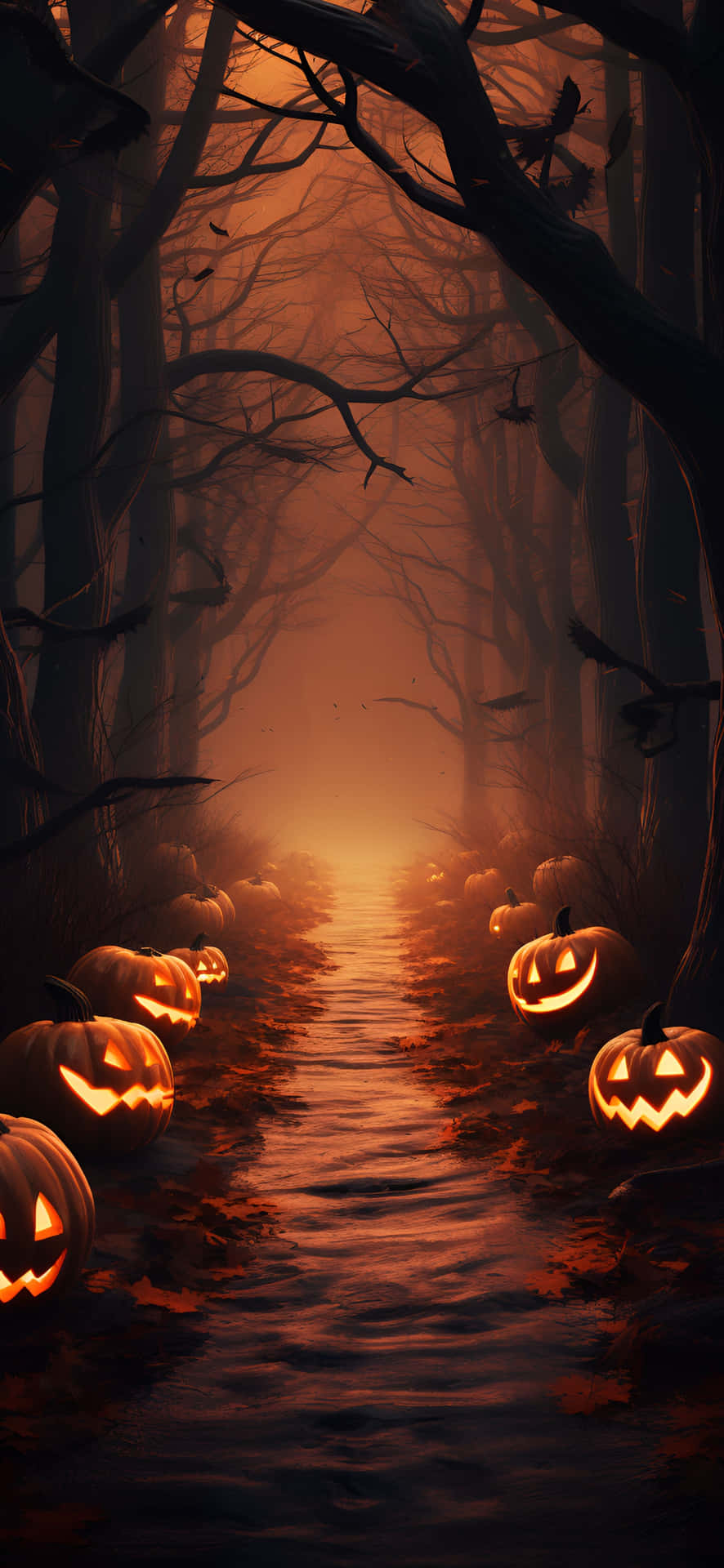 Halloween Pumpkin Path Lockscreen Wallpaper
