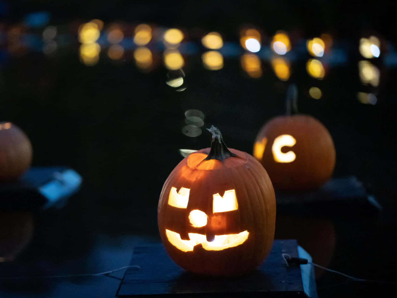 Imagende Calabaza De Halloween Con Una Luz Genial