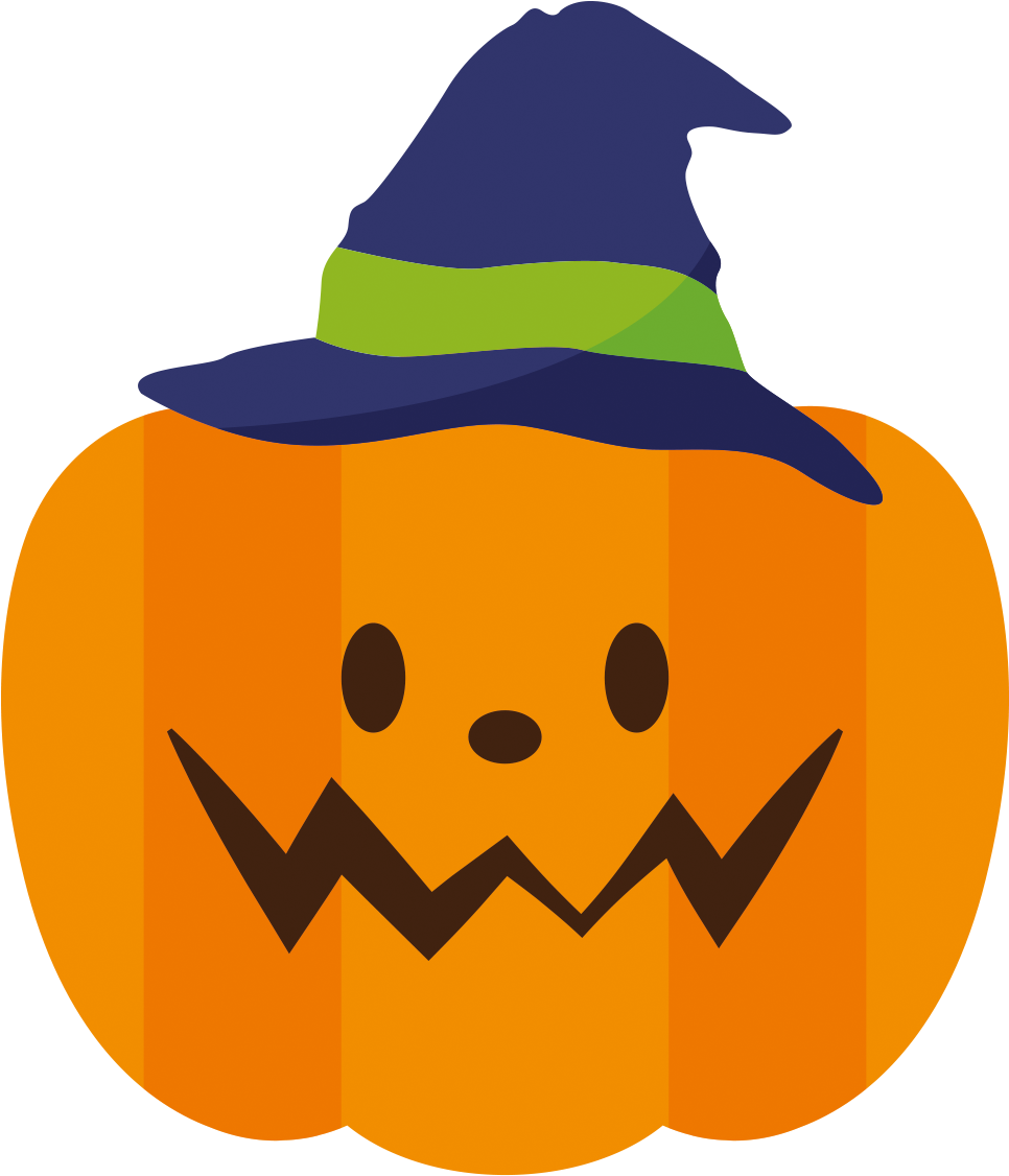 Halloween Pumpkin Witch Hat Vector PNG