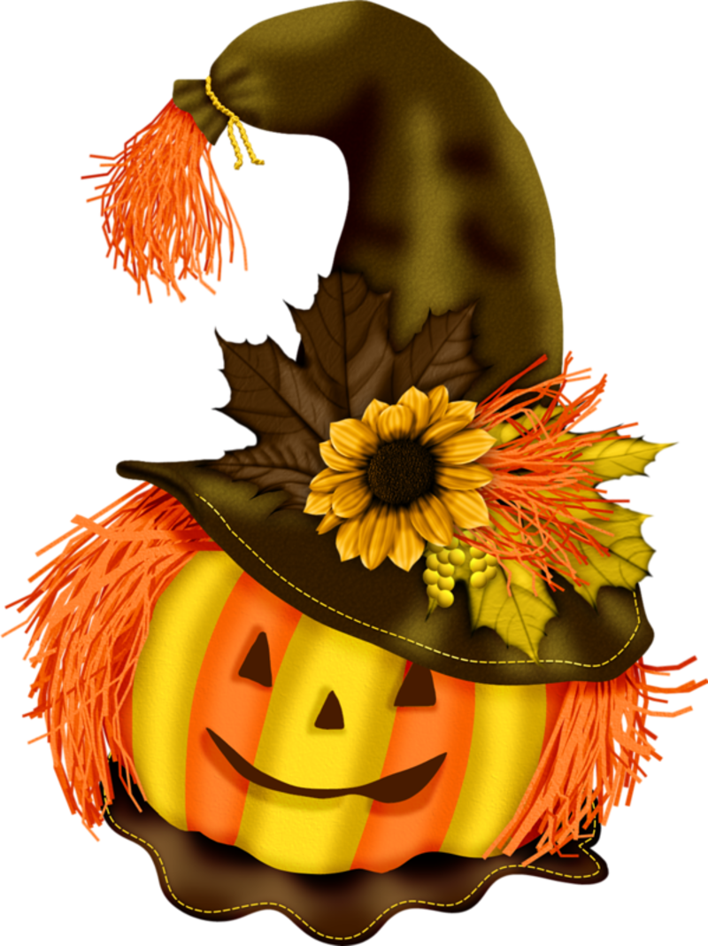 Halloween Pumpkin Witch Hat PNG