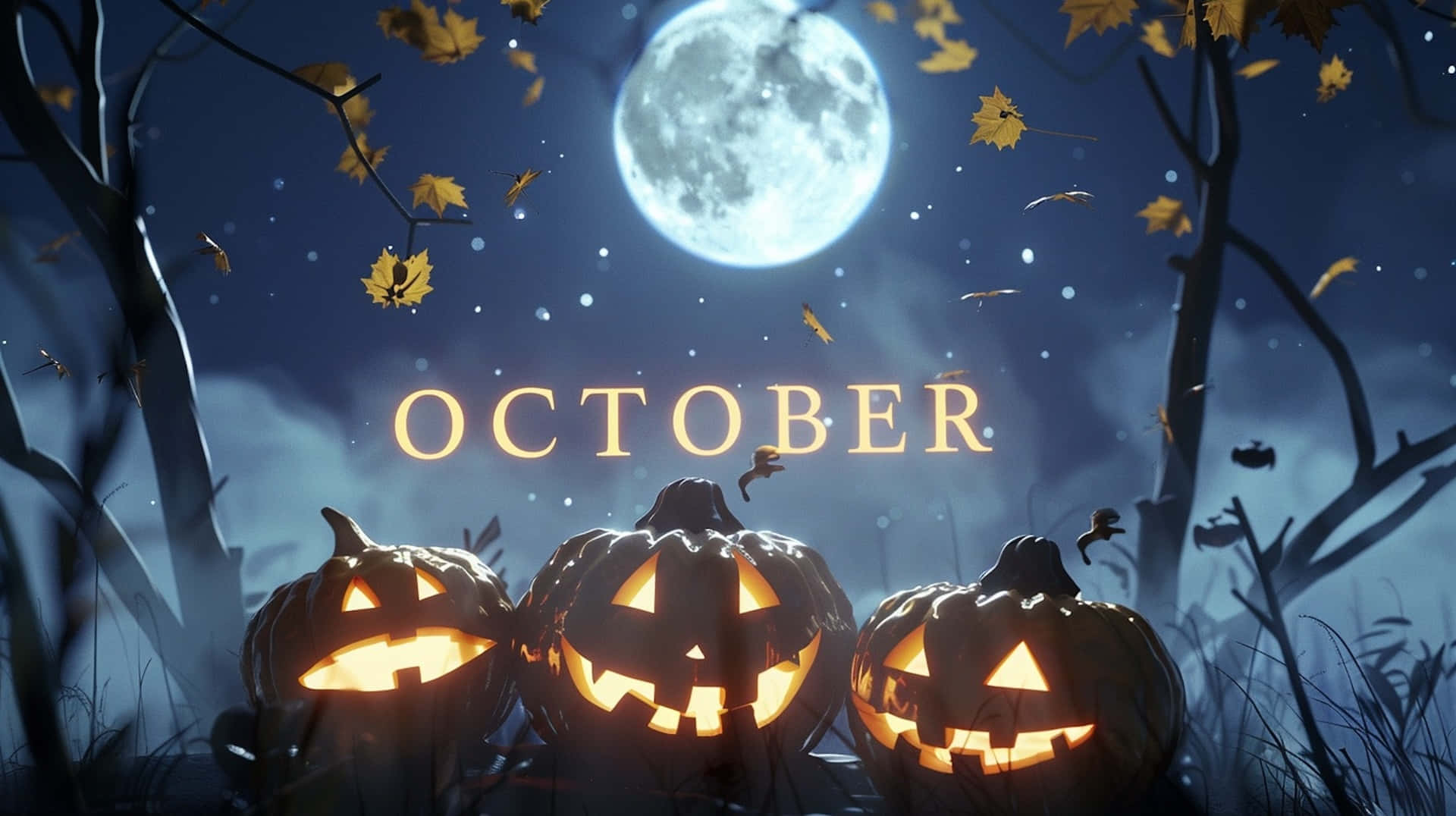 Halloween Pumpkins October Moonlight Wallpaper
