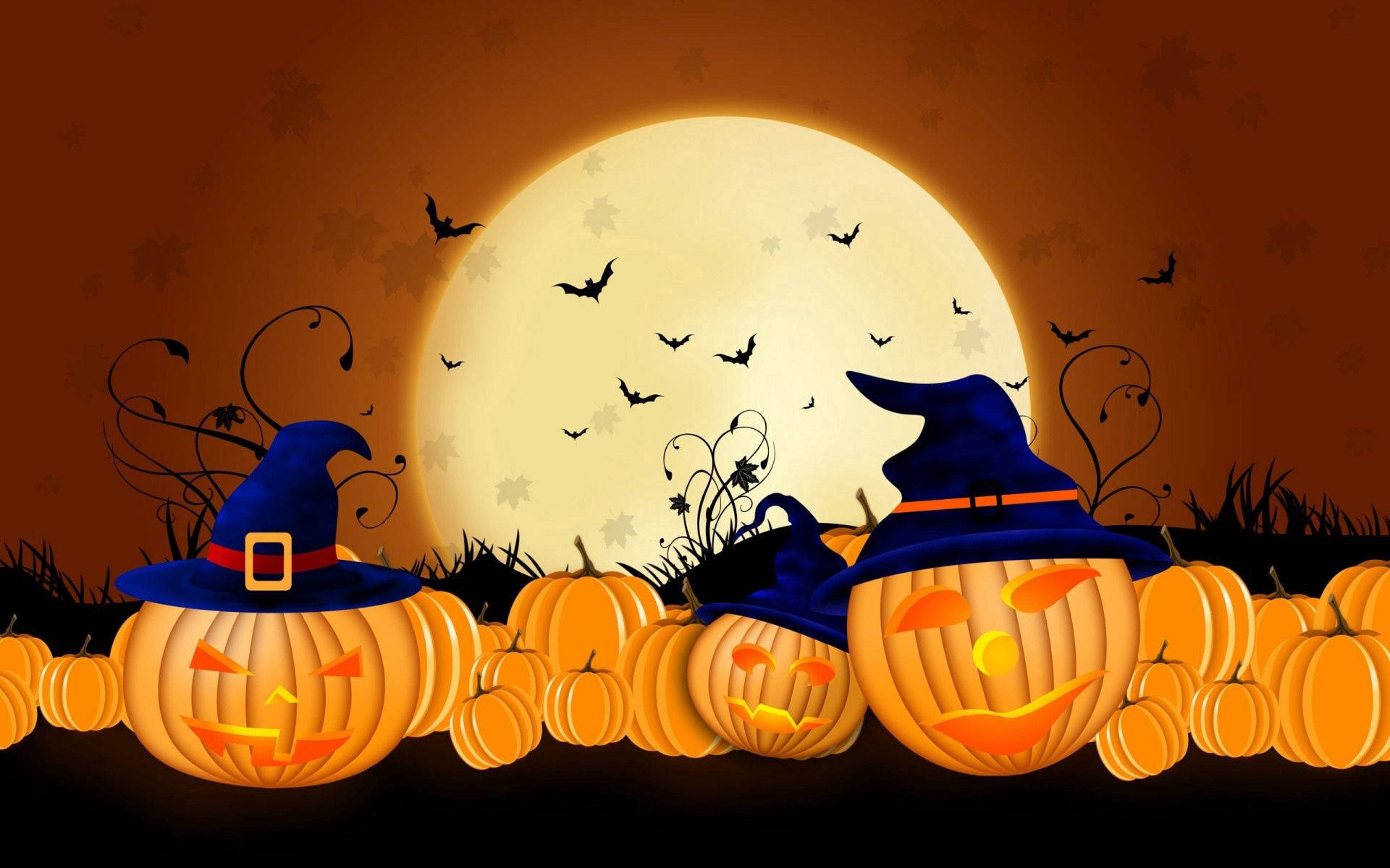 Celebrate the Magic of Halloween with Colorful Pumpkins! Wallpaper