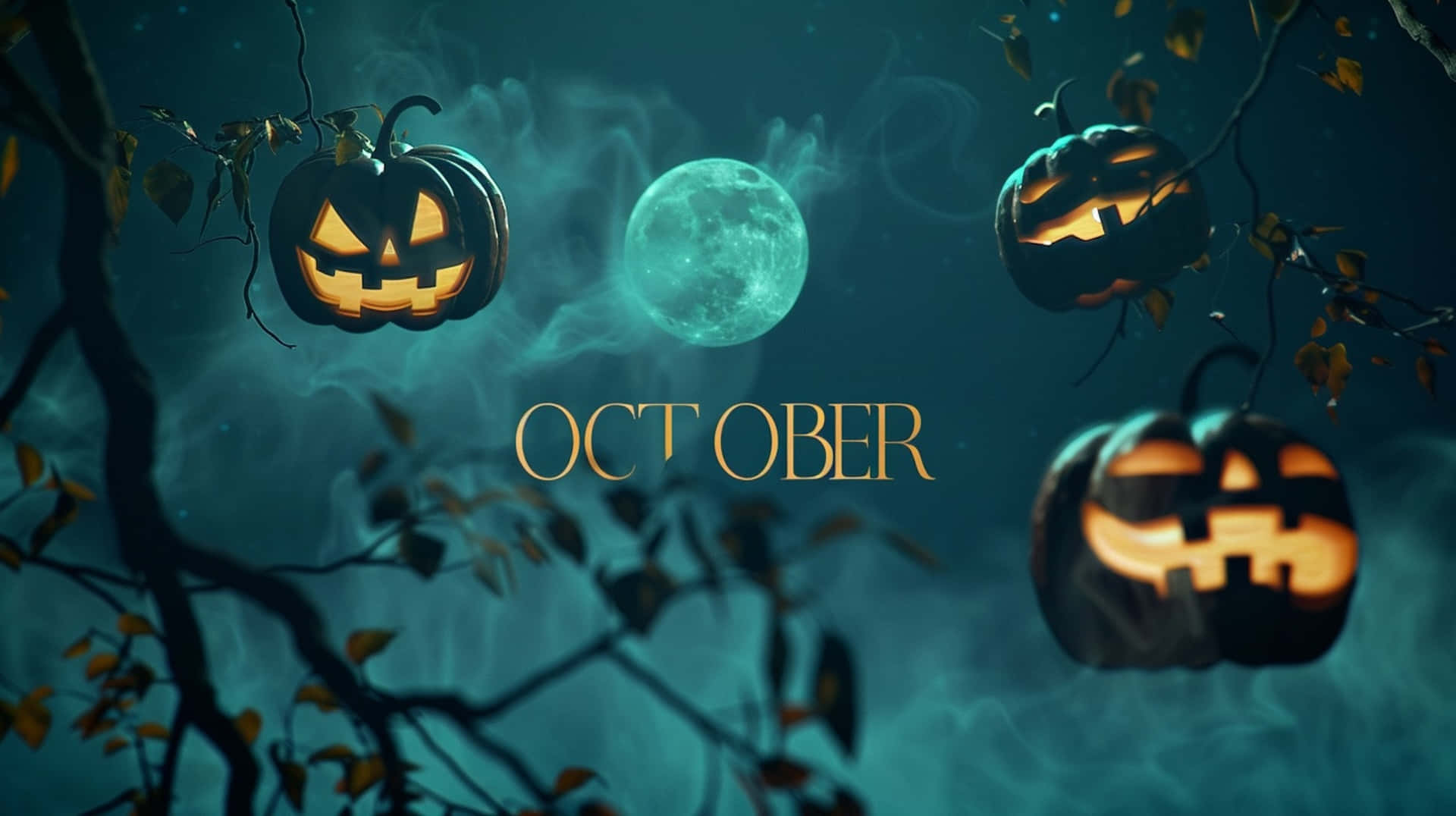 Halloween Pumpkinsand Full Moon October Wallpaper