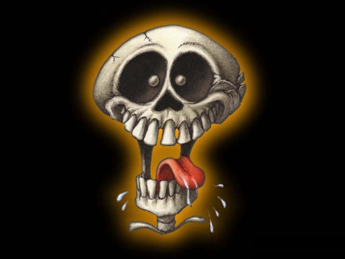 Frightening Halloween Skeleton in a Cemetery Wallpaper