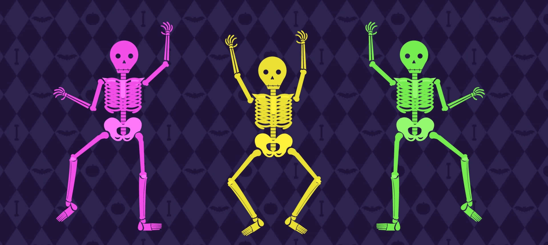 Spooky Halloween Skeleton on a Full Moon Night Wallpaper