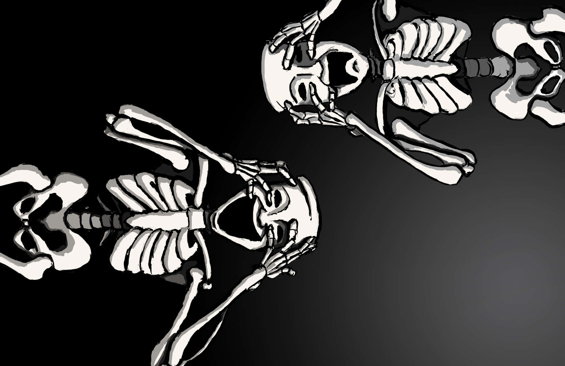 Spooky Halloween Skeleton Shrouded in Darkness Wallpaper