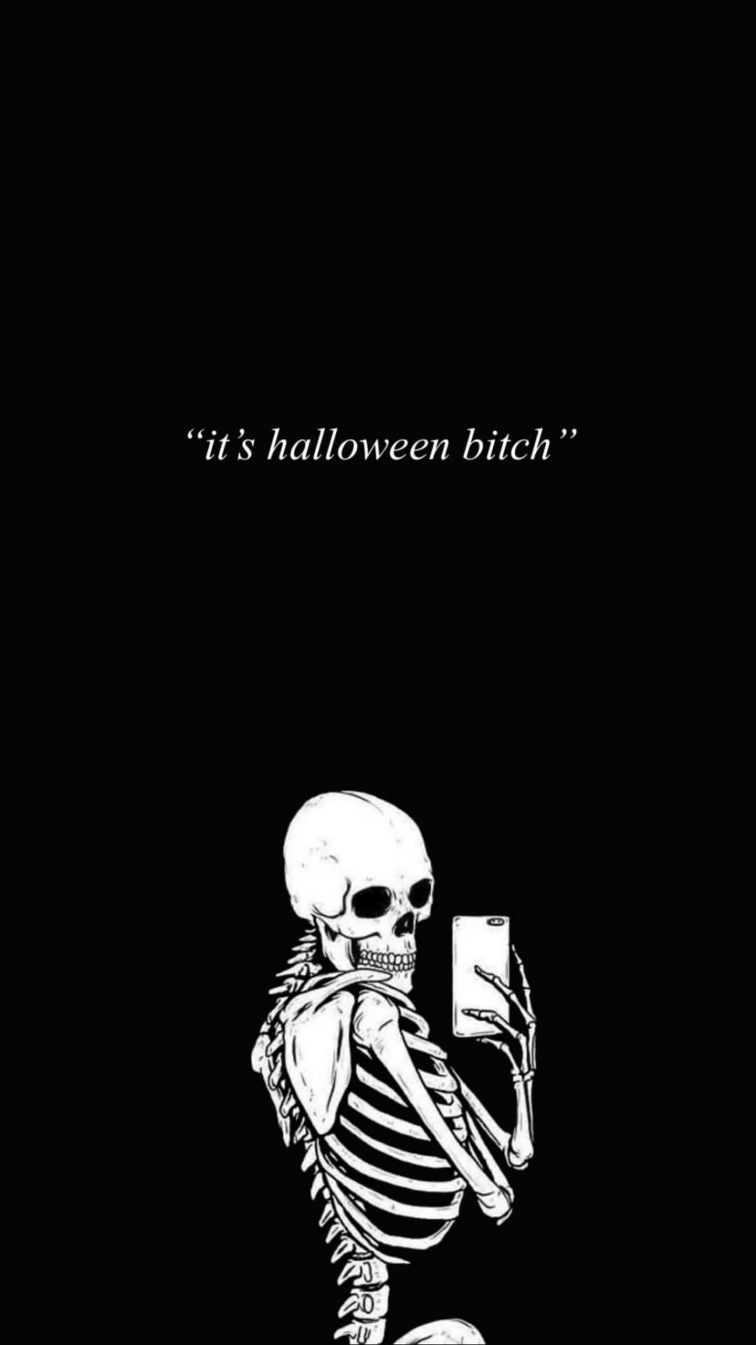 Halloween_ Skeleton_ Selfie Wallpaper