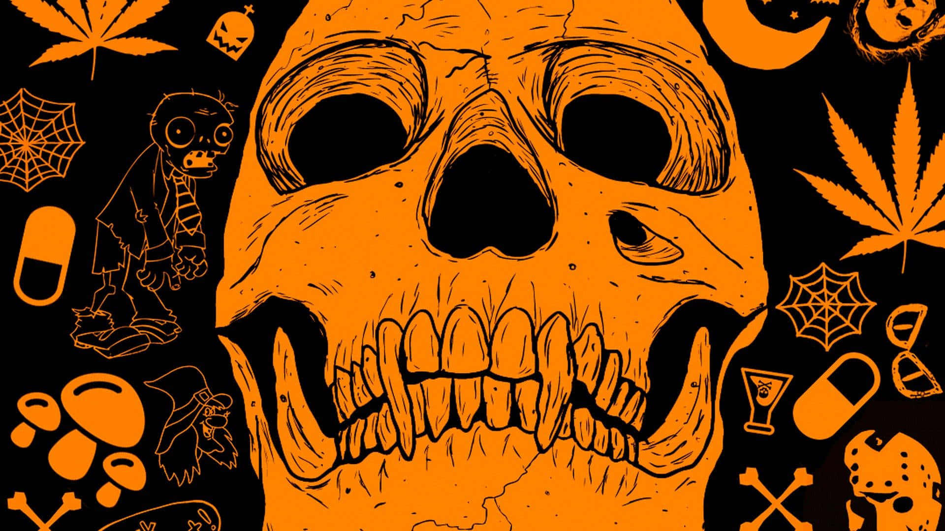 Halloween Skulland Icons Graphic Wallpaper