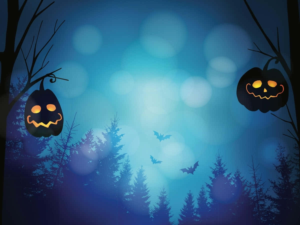 Halloweenteams Hintergrund Hängende Kürbisse