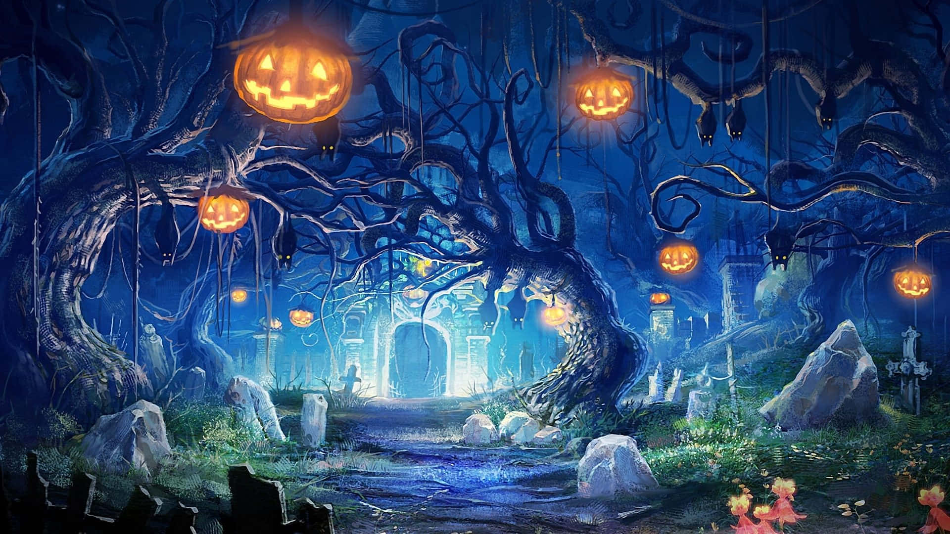 Halloweenteams Hintergrund: Gruselige Äste