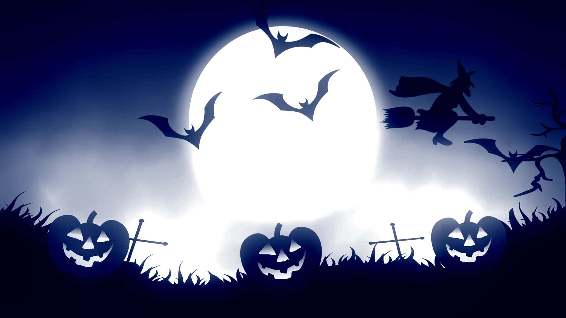 Fondode Halloween Para Equipos Con Murciélagos Y Luna.
