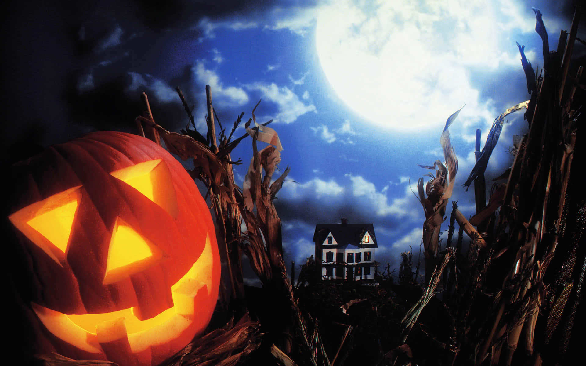 Halloweenteams Hintergrund Waldhaus