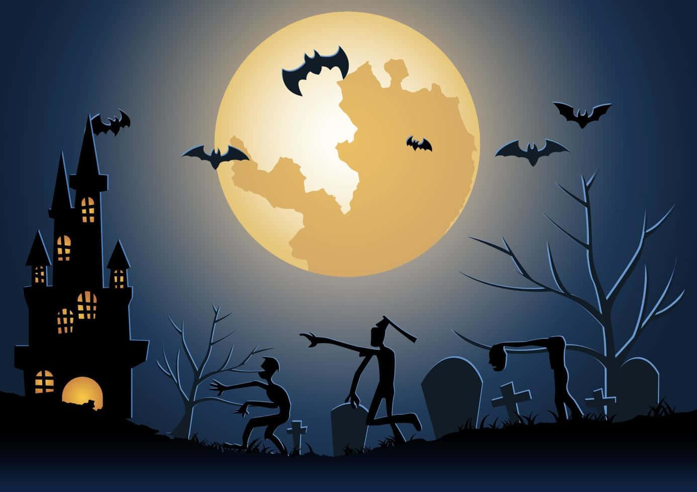 Halloweenteams Hintergrund Zombies Mond