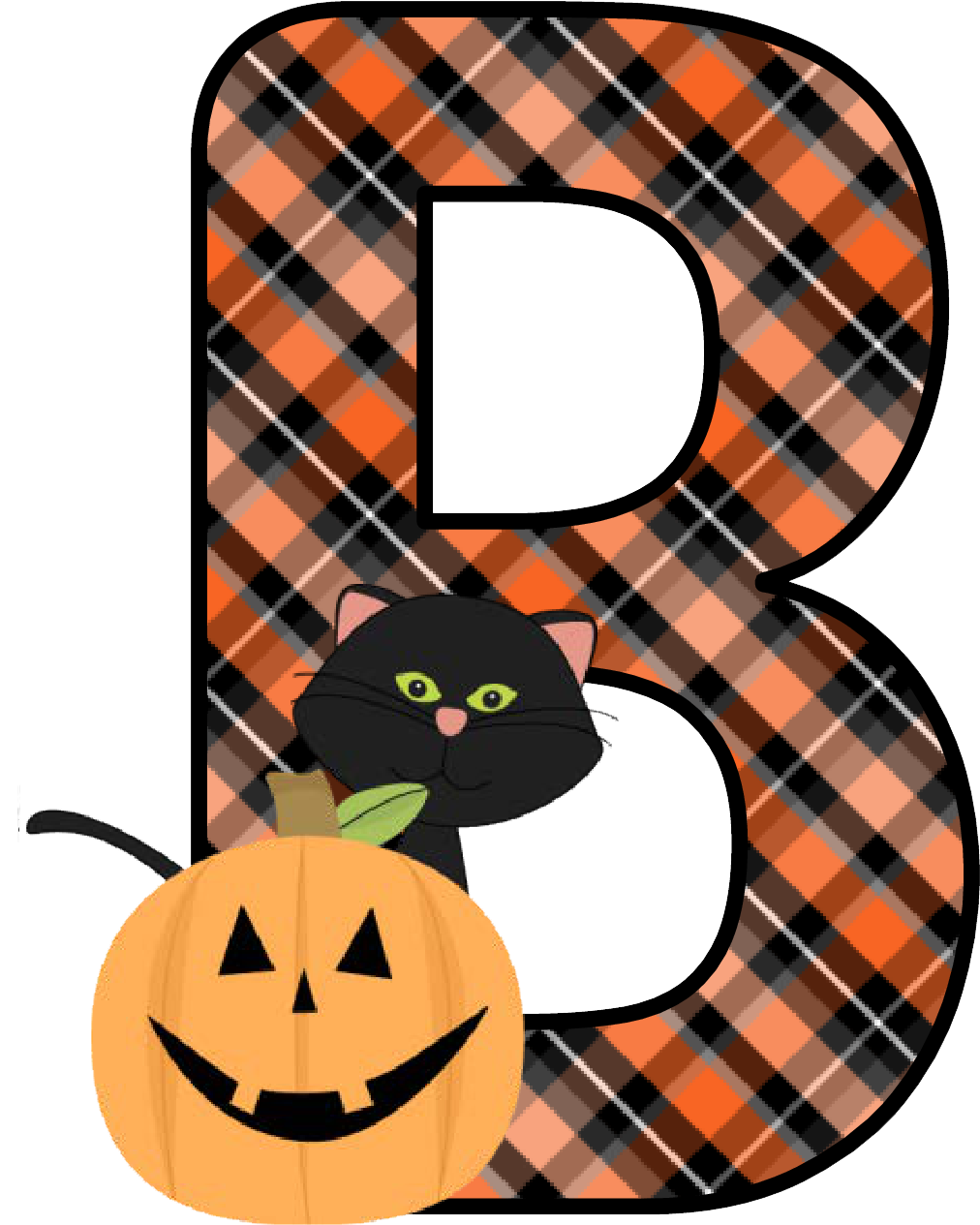 Halloween Theme Letter Bwith Catand Pumpkin PNG
