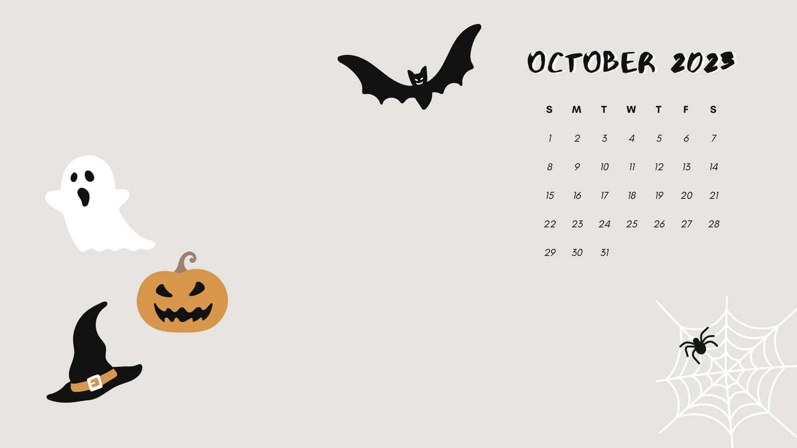 Calendrier D'octobre 2023 Sur Le Thème D'halloween Fond d'écran