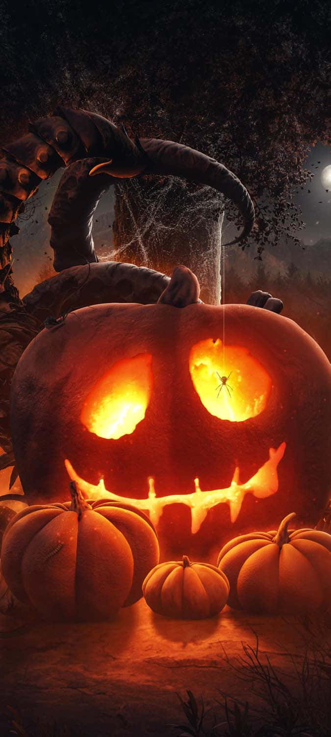 Download Halloween Themed Carved Pumpkin Wallpaper | Wallpapers.com