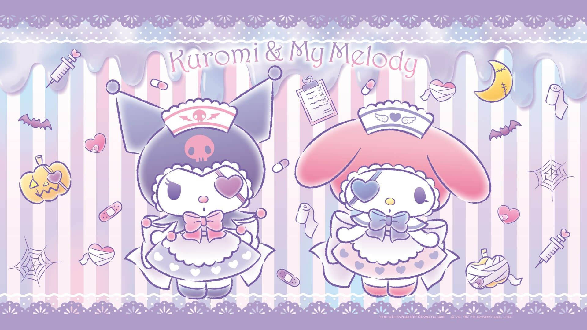 Halloween Themed Kuromi And Melody Wallpaper